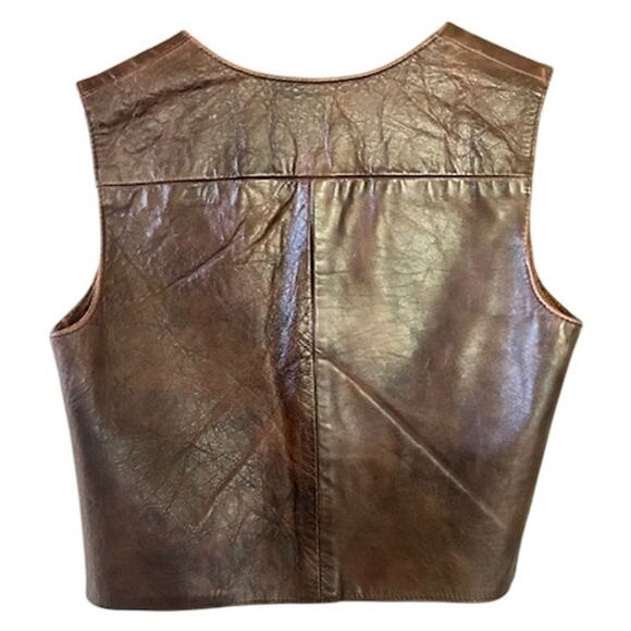 1970s Leatherstocking Leather Skirt & Vest w/  Embroidered Top (XS–Small) - Picture 11 of 16